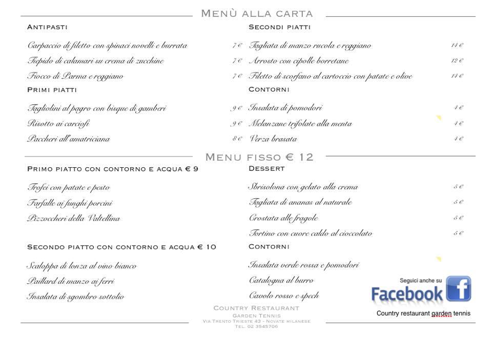Menu di Country Restaurant 