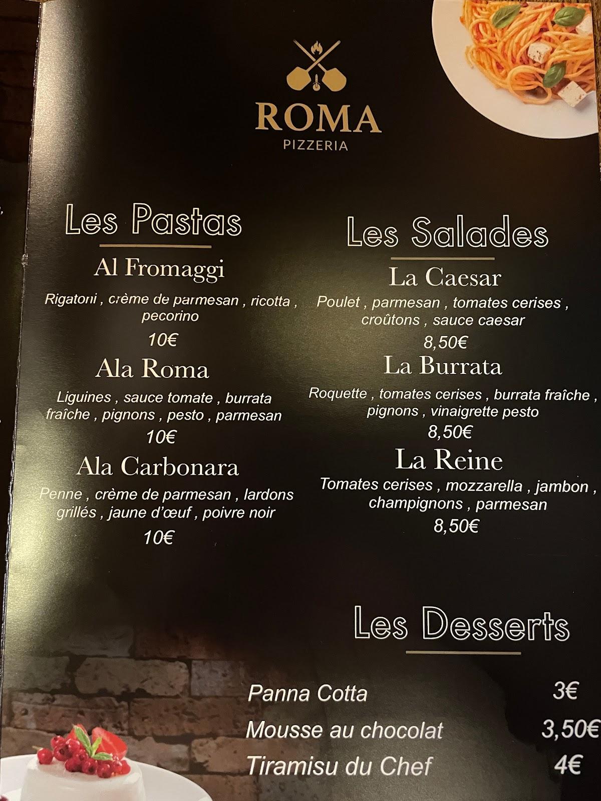 Menu au Roma Pizzeria, Cestas