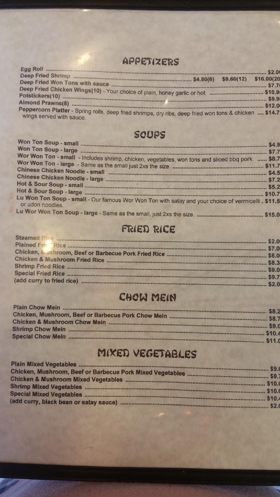 Menu at Spicy Peppercorn Chinese & Vietnamese Restaurant, Prince Albert