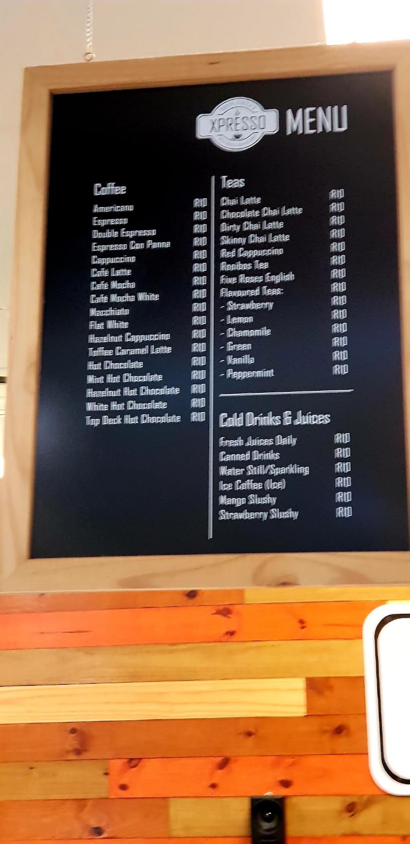 Menu at Xpresso Café Umlazi Mega City, Umlazi