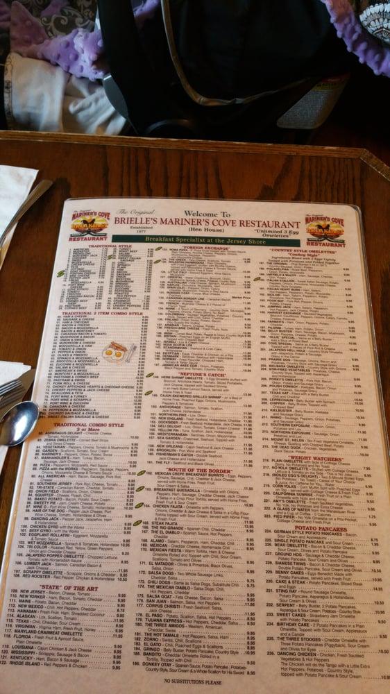 Menu at Mariner's Cove Restaurant, Brielle