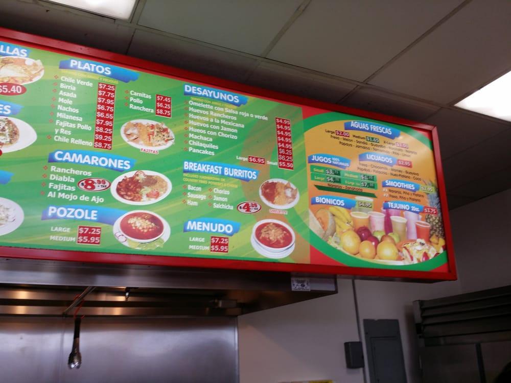 Menu at Tacos el rey restaurant, La Mirada