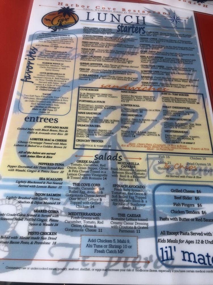 Menu At Harborcove Seafood Bar Grill Fort Pierce