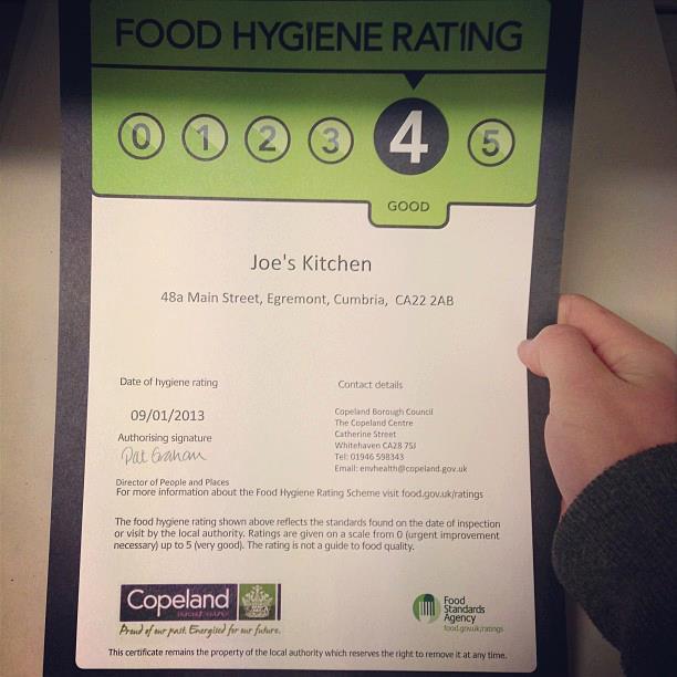 Menu at Joes Kitchen restaurant, Egremont