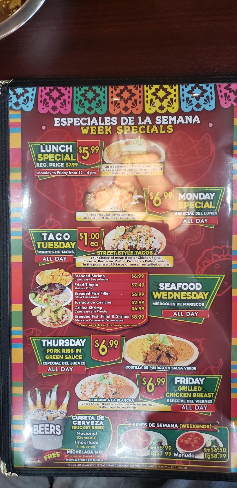 Menu at Taquería Mi Pueblito restaurant Pearland