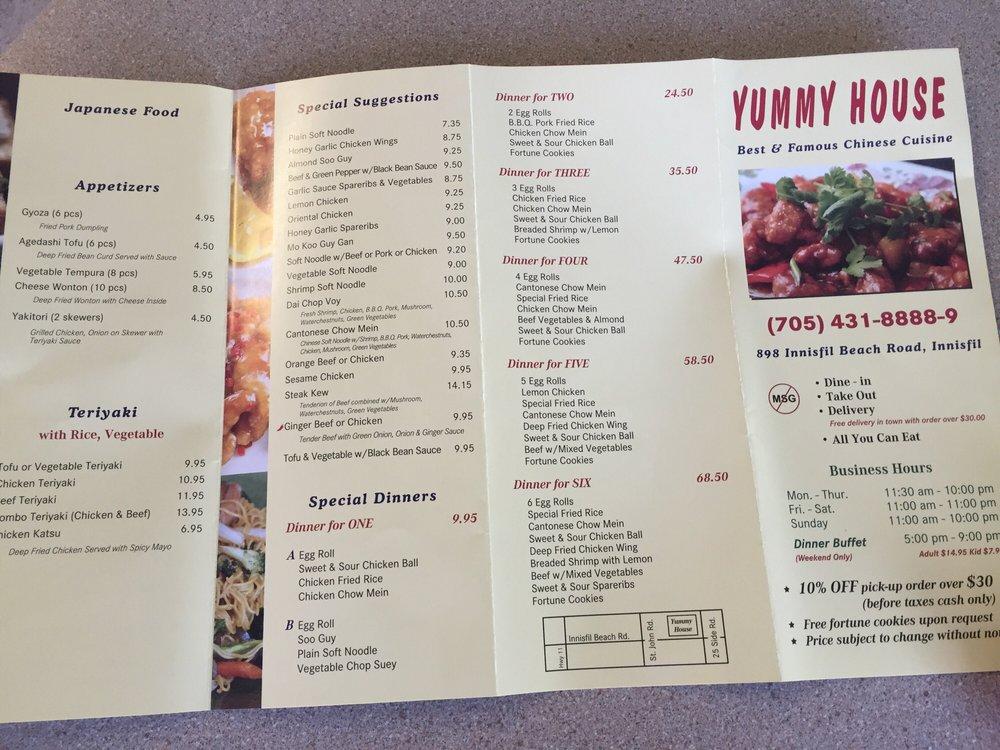 Menu au Yummy House restaurant, Innisfil