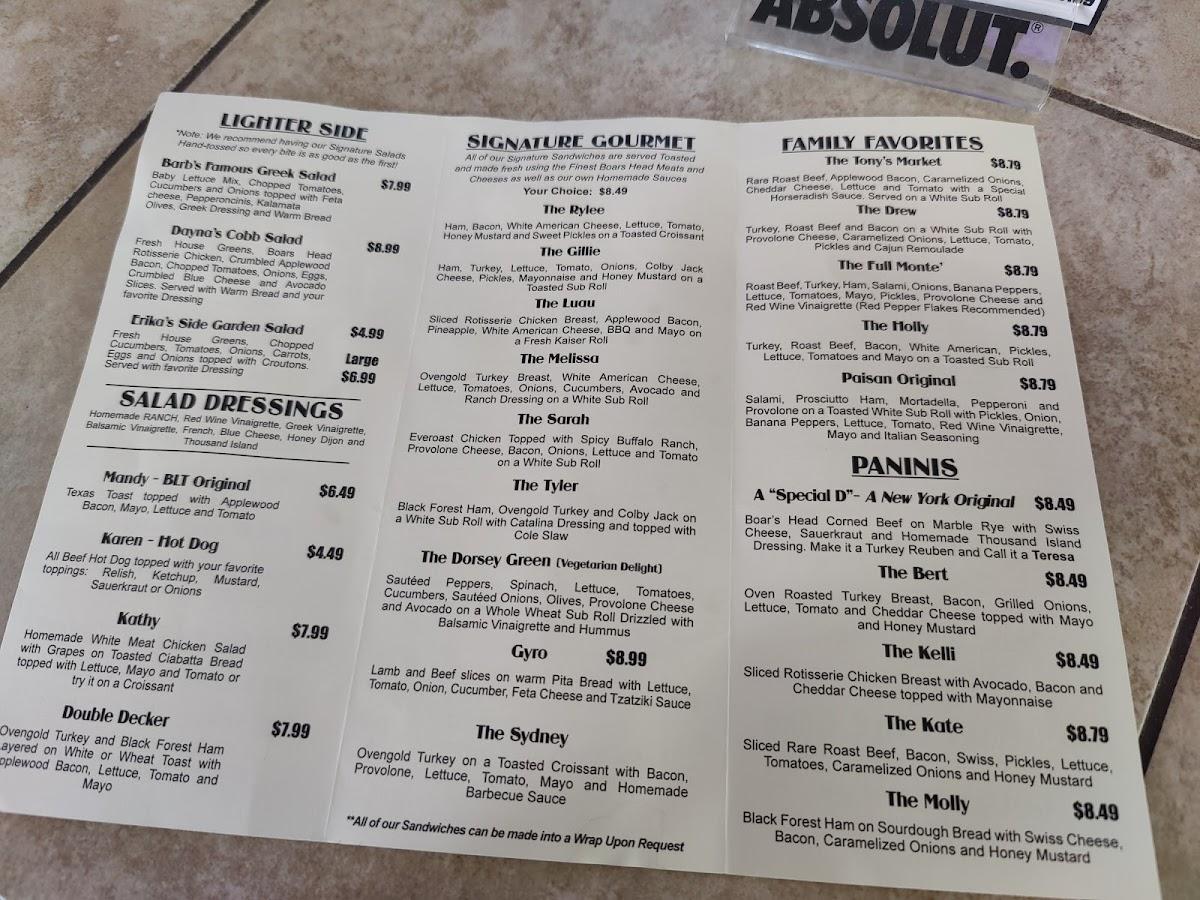 Menu at Cogan's Deli & Sports Pub, Williamsburg