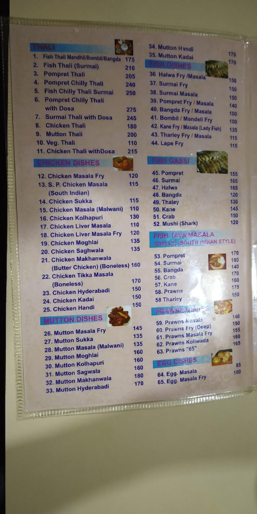Menu at Modern Lunch Home, Mumbai, 110, Habib Building, Charni Road