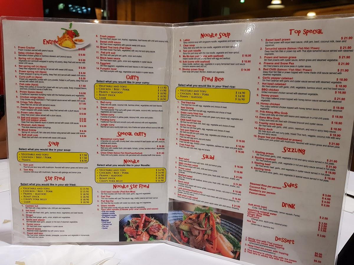 Menu at 92 Chilli Basil Thai Restaurant, Gosford