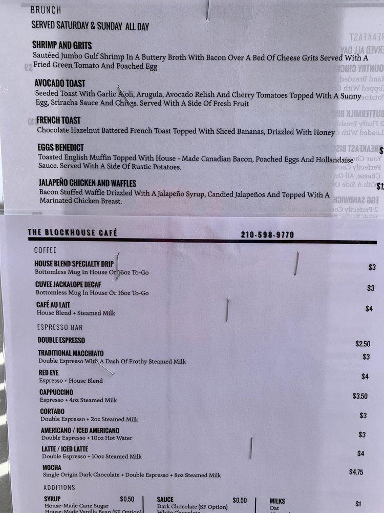 Menu at The Blockhouse restaurant, Saint Hedwig