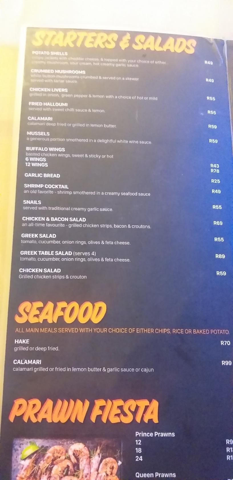 Menu at The House of Ribs, Festival Mall restaurant, Kempton Park, 150