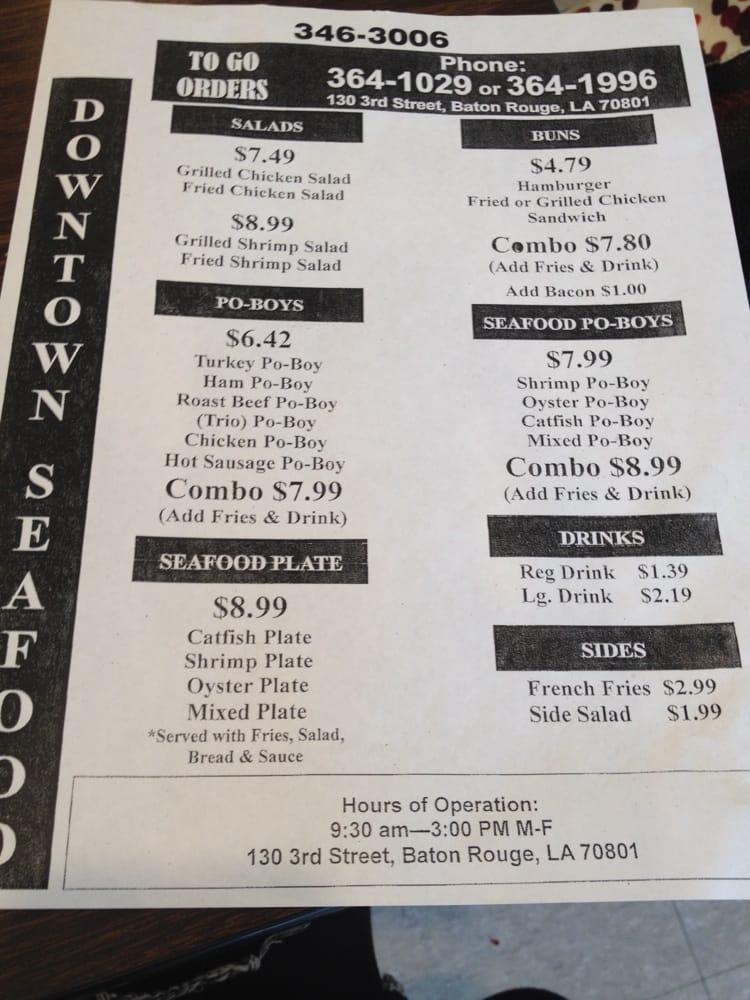 Menu At Downtown Seafood & Grill Restaurant, Baton Rouge