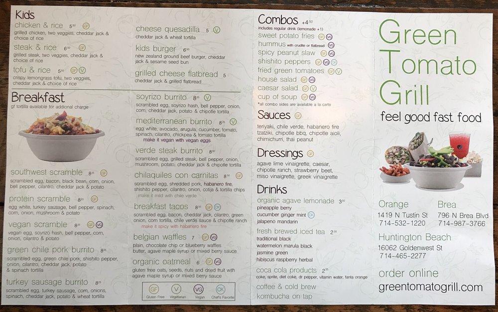 Menu at Green Tomato Grill - Brea restaurant, Brea