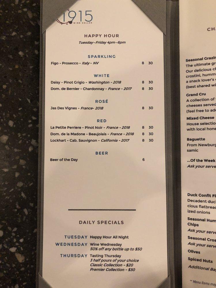 Menu at 1915 Wine Cellar pub & bar, Poughkeepsie