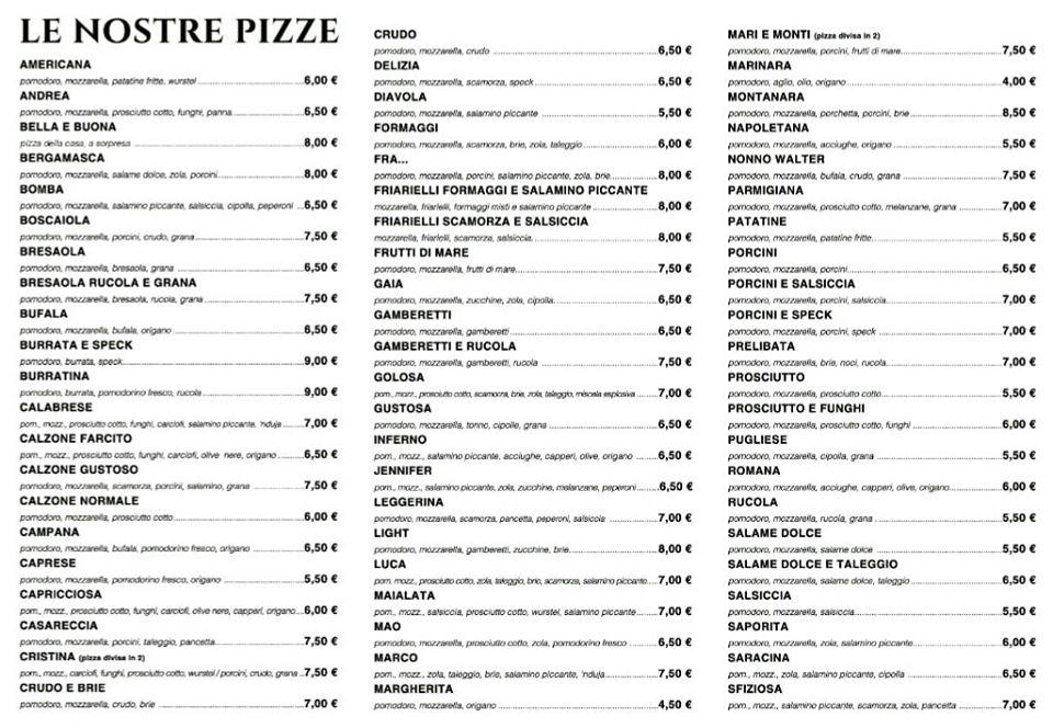 Menu At Pizzeria Bella E Buona Stezzano