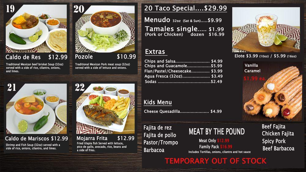 Menu at Taqueria Taco Express desserts, Arlington