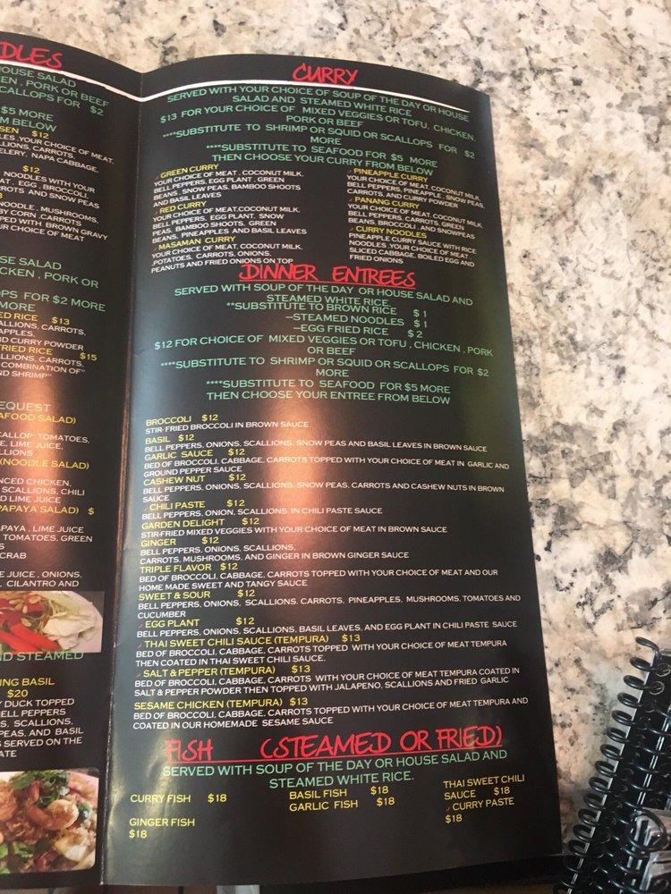 Menu at Bangkok HouseMerritt Island restaurant, Merritt Island