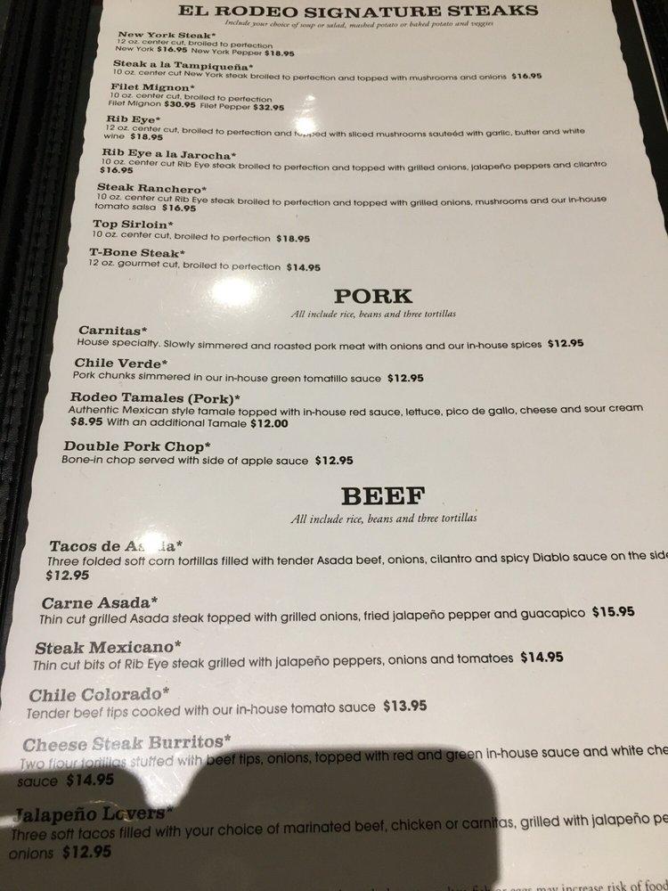 Menu at El Rodeo Steak House steakhouse, Klamath Falls