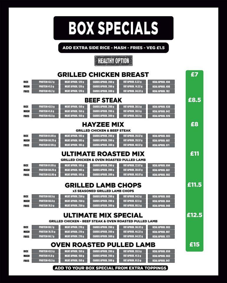 Food Box Menu Burnage