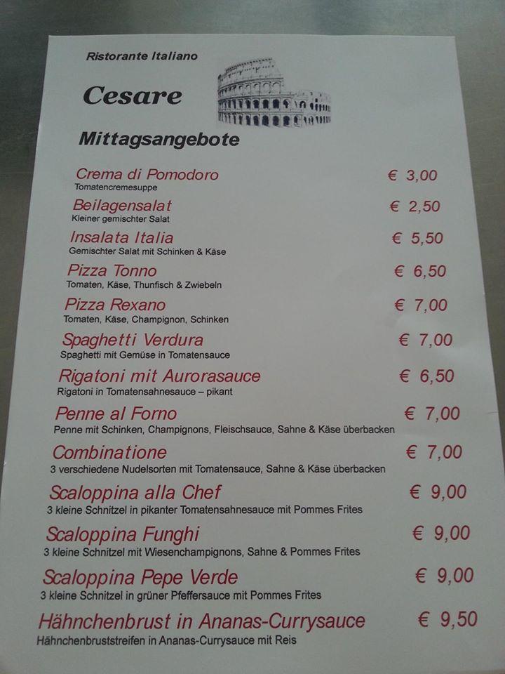 Speisekarte von Cesare restaurant, Eschweiler