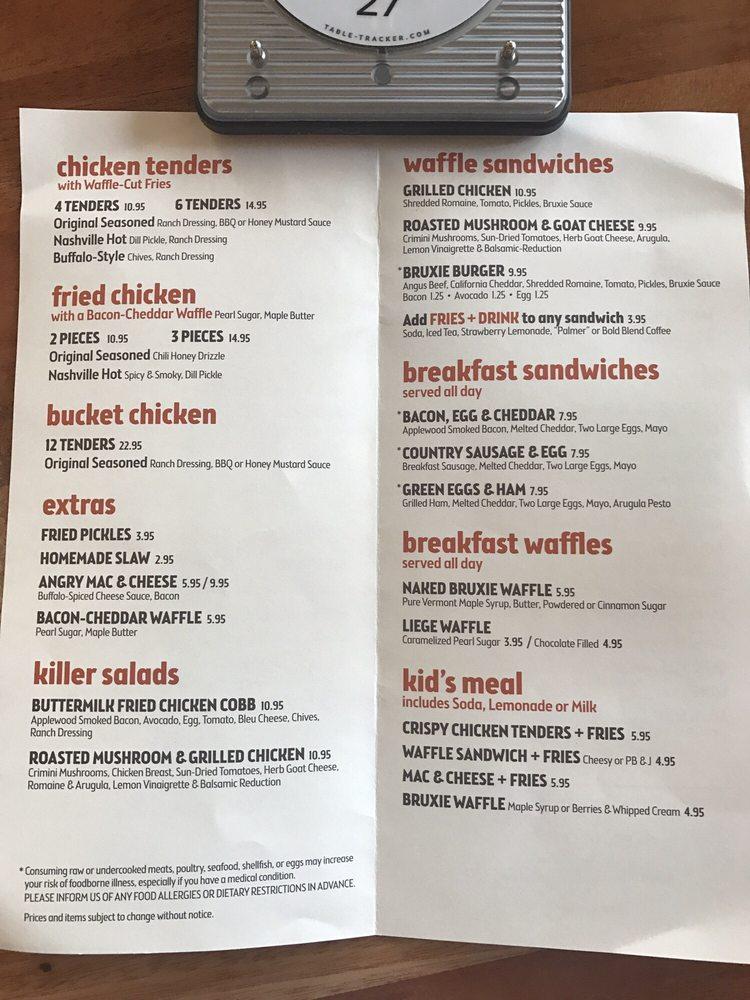 Menu at Bruxie Original Fried Chicken & Waffle Sandwich restaurant, Las