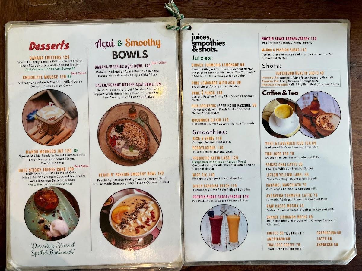 Menu at Pure Vegan Heaven restaurant, Ko Samui