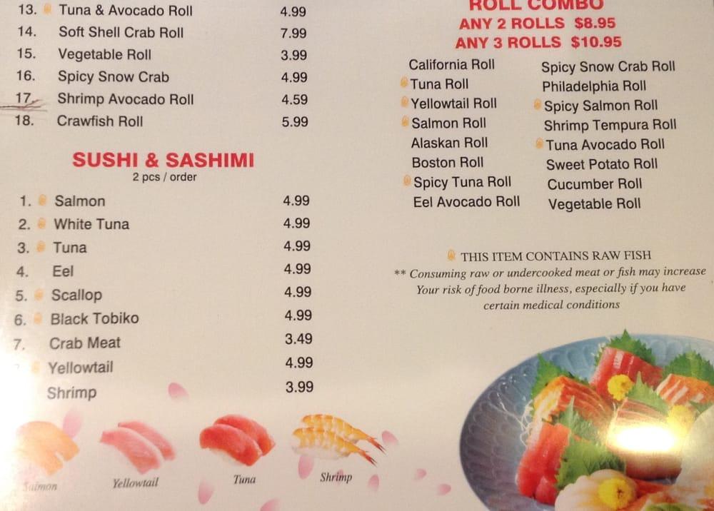Menu at Yamato Steak House Of Japan steakhouse, Corinth