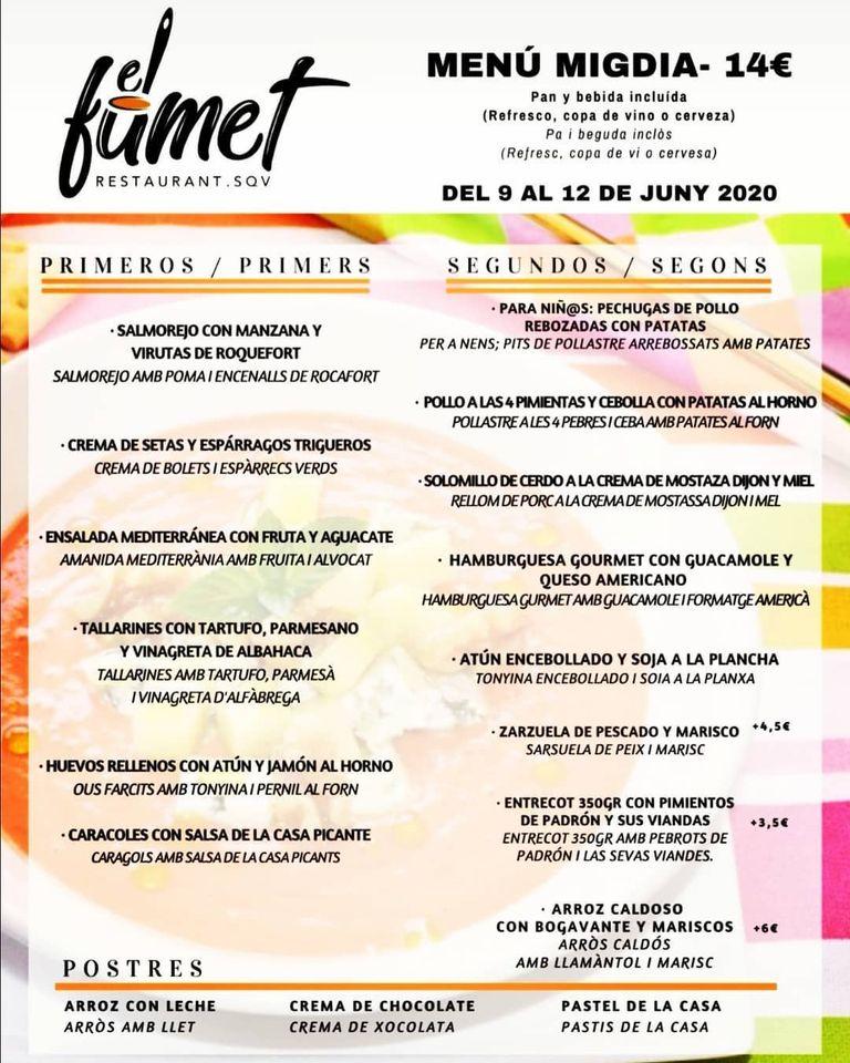 Carta del restaurante El Fumet del Sant Quirze, San Quirico del Vallés