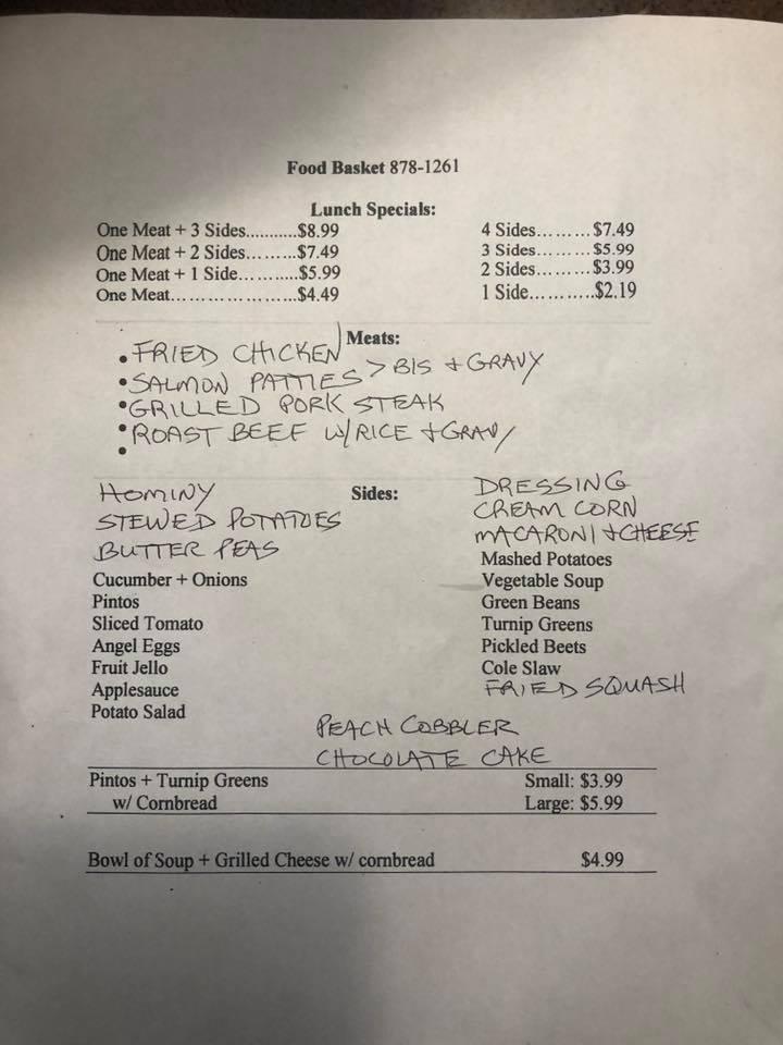 Menu at Food Basket restaurant, Albertville