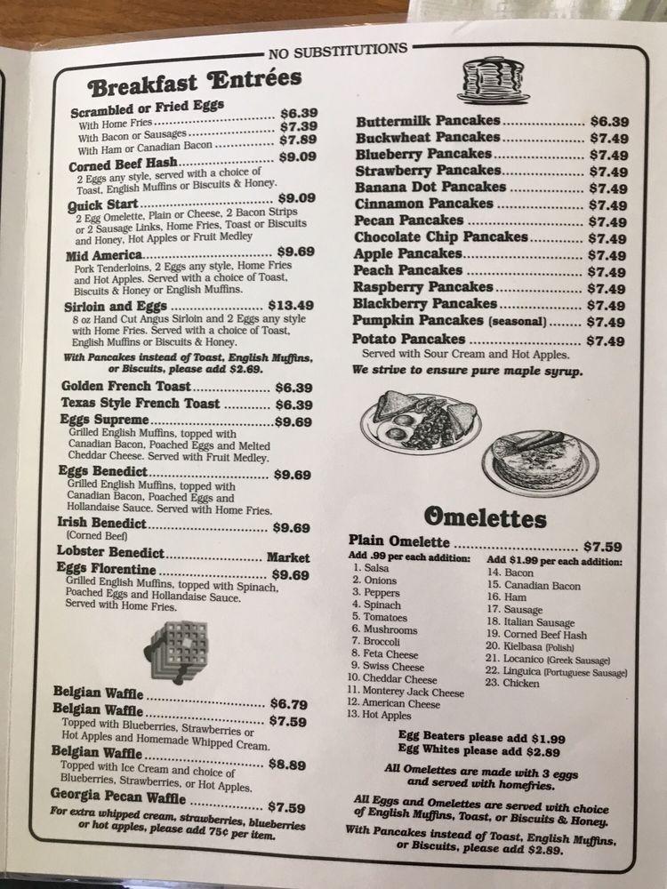 Menu at Village Pancake House restaurant, Rowley