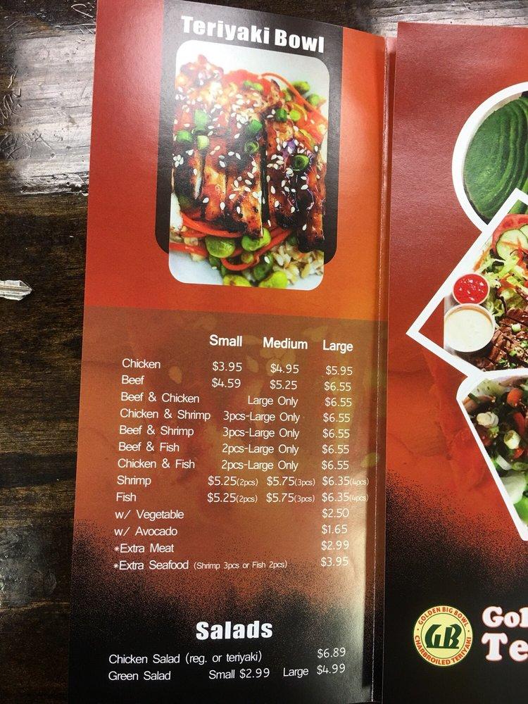 Menu at Golden Big Bowl restaurant, Chattanooga