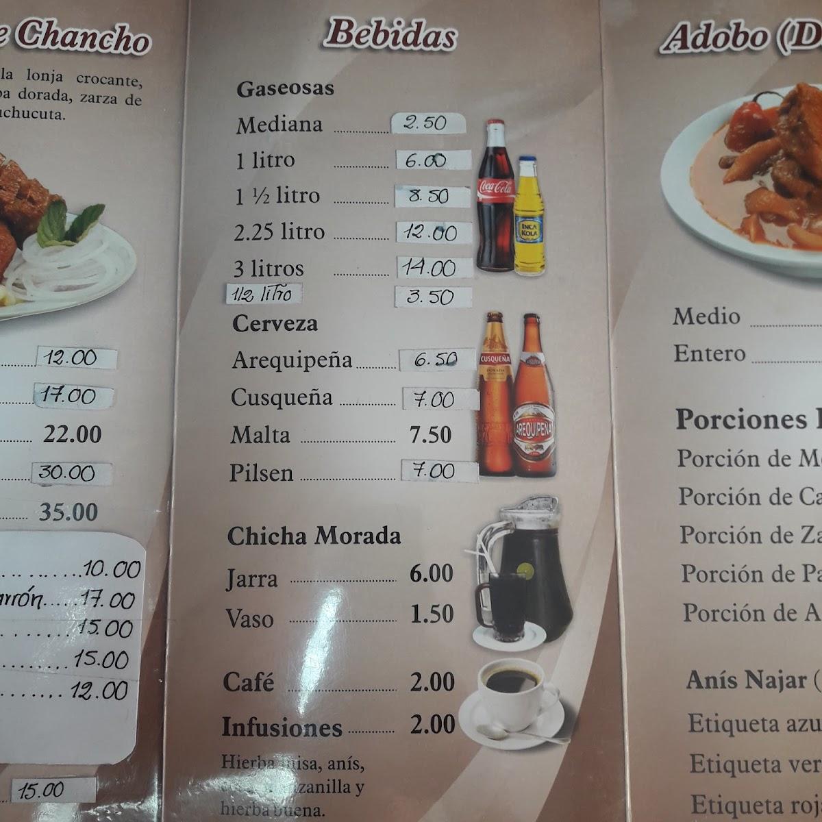 Carta del restaurante Ima Sumac Chicharroneria, Arequipa, Al costado