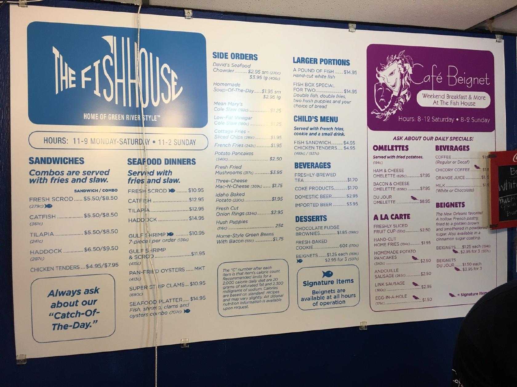 Menu at The Fish House restaurant, Louisville