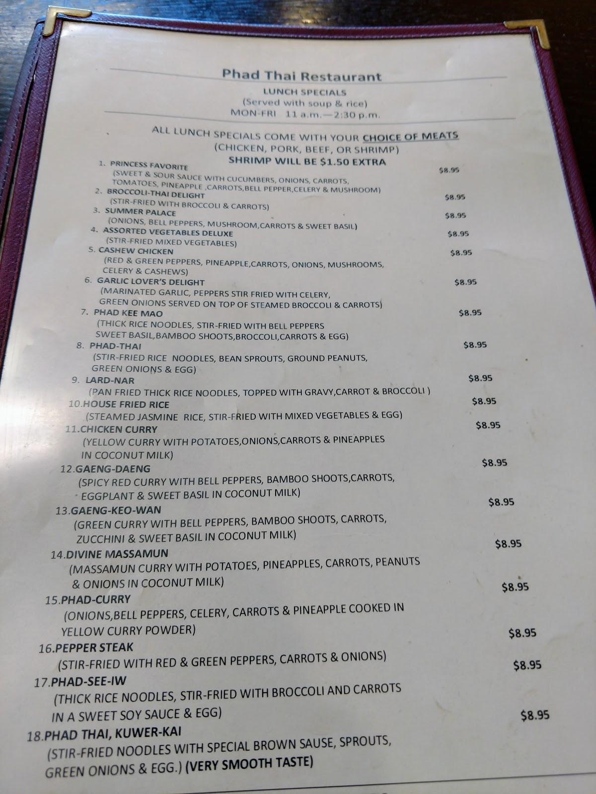 Carta del restaurante Chili Thai Silverdale, Silverdale