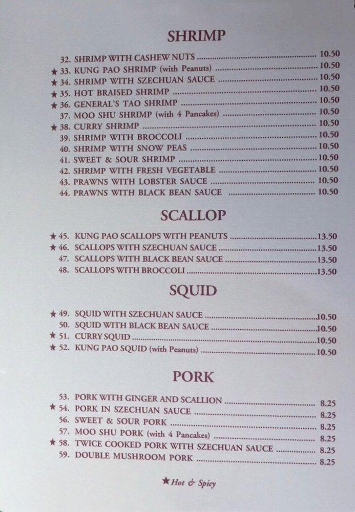 Menu at Fred's Szechuan Chinese Restaurant, Nevada City