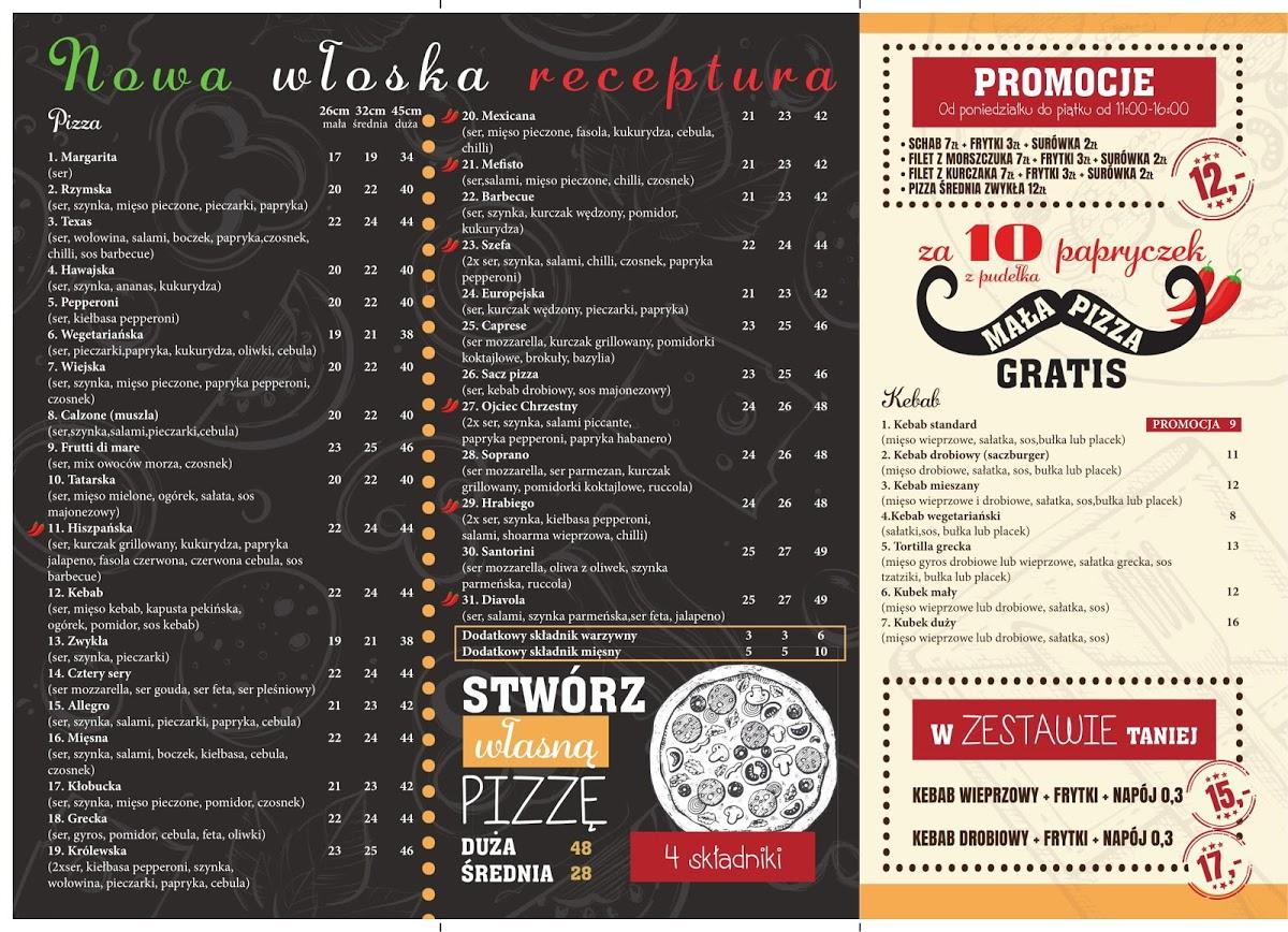 Menu at Patio restaurant, Kłobuck