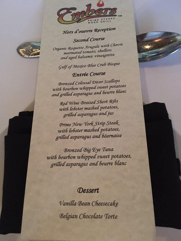 Menu at Embers Wood Grill steakhouse, Gainesville