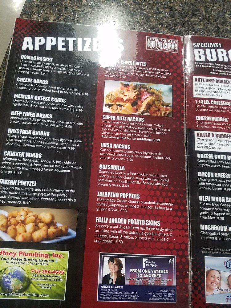 Menu at Nutz Deep II pub & bar, Marshfield