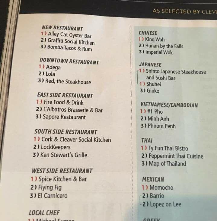 Menu at Sapore restaurant, Chesterland