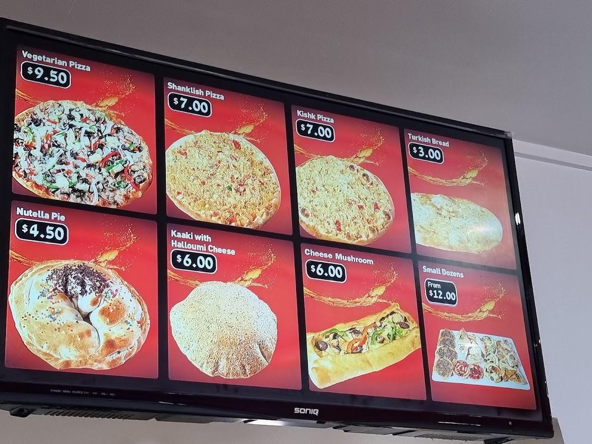 Menu at Tabet's bakery, Gladstone Park