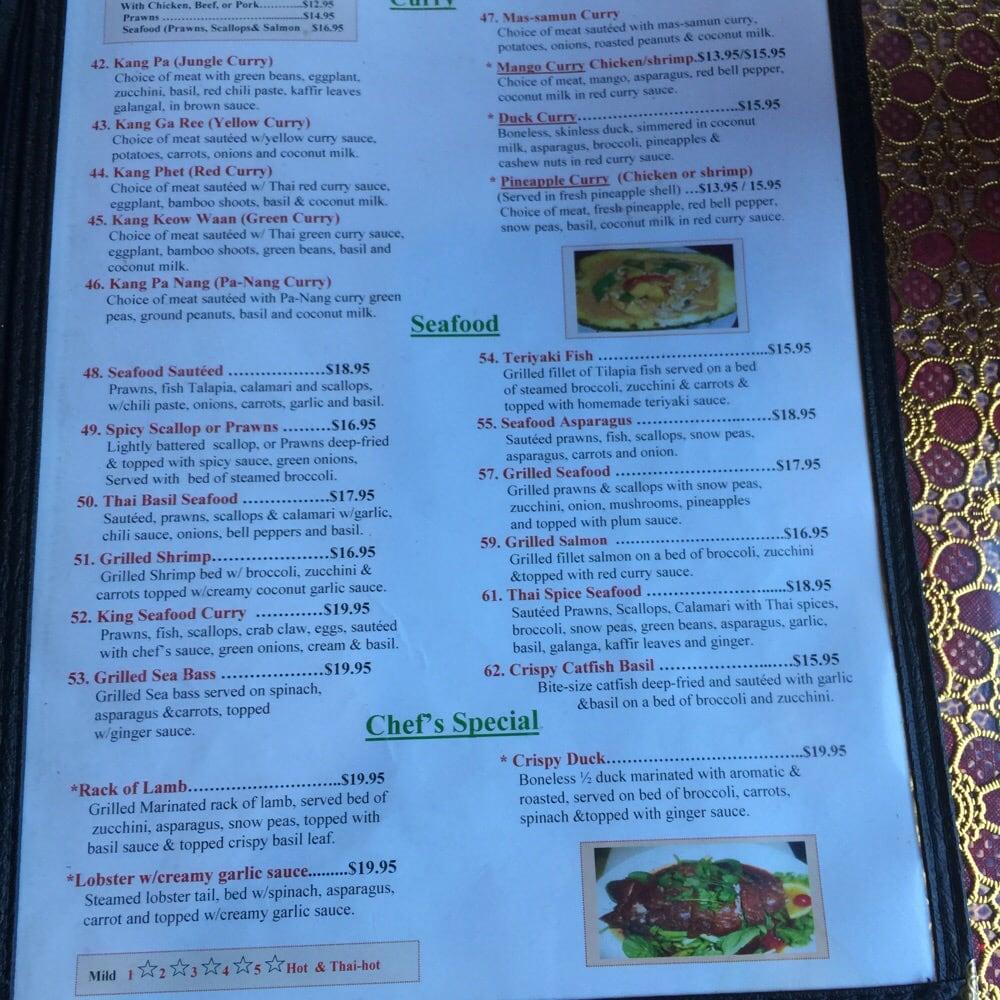 Menu at Thai House Restaurant, Eureka Springs