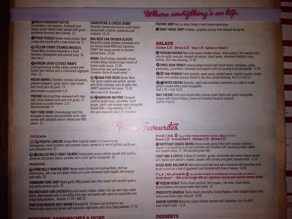Menu at CRAFT Beer Market Edmonton pub & bar, Edmonton