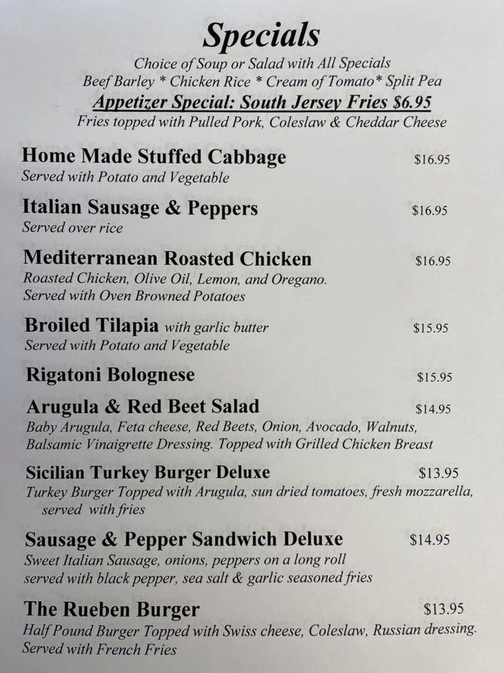 Menu at Colonial Diner restaurant, Lyndhurst