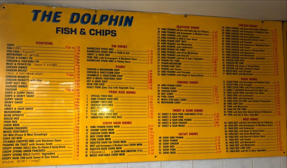 Menu at The Dolphin fish and chip shop fast food, Meols