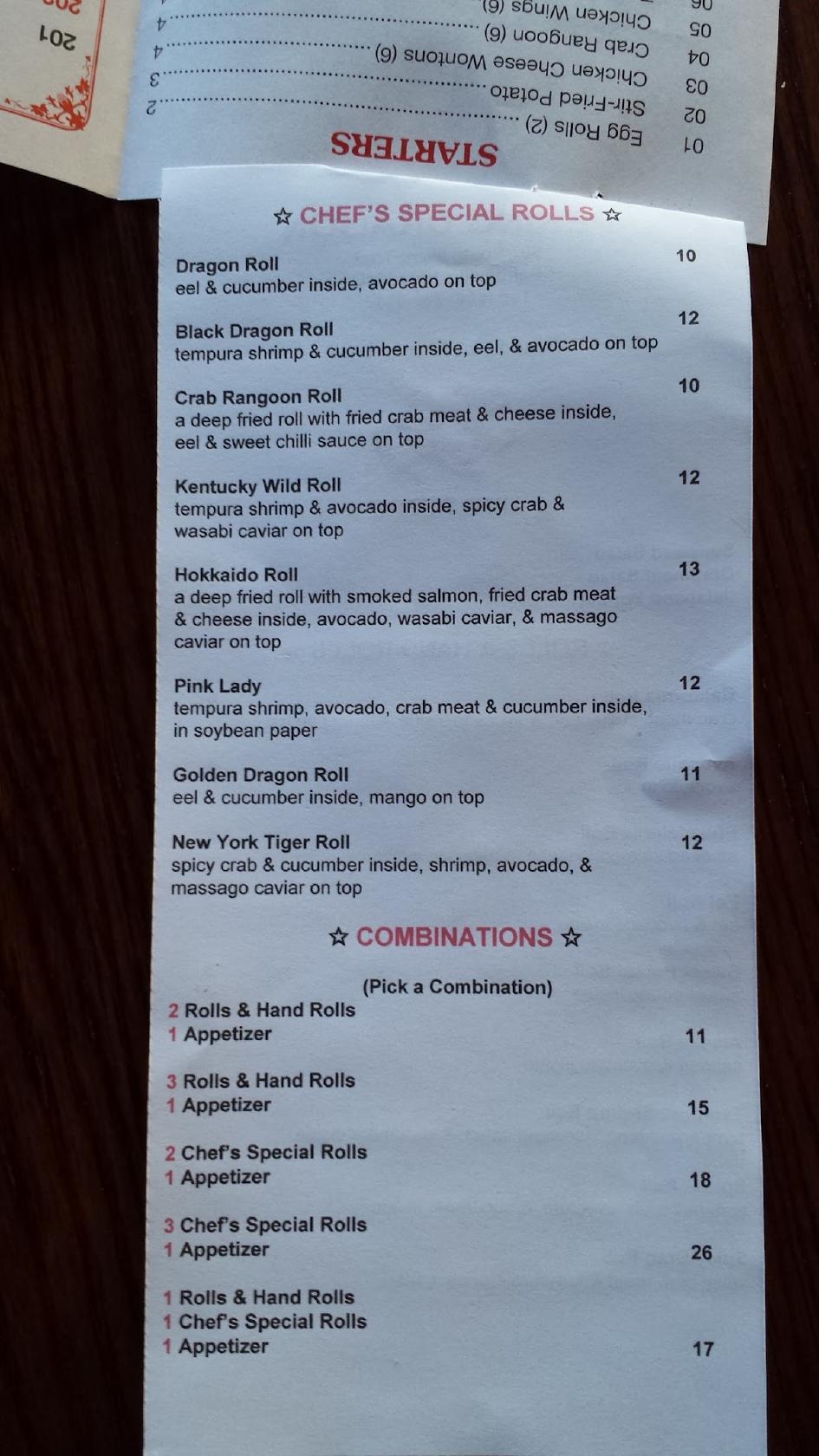 Menu at Peking Dragon Chinese Restaurant, Paintsville