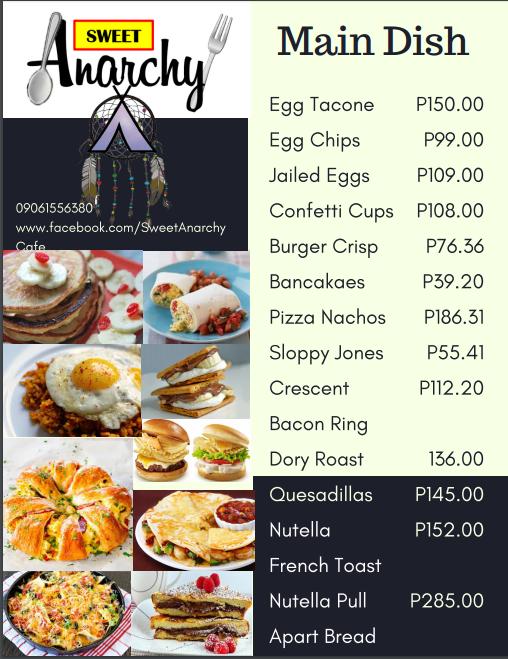 Menu At Sweet Anarchy Restaurant, Valenzuela