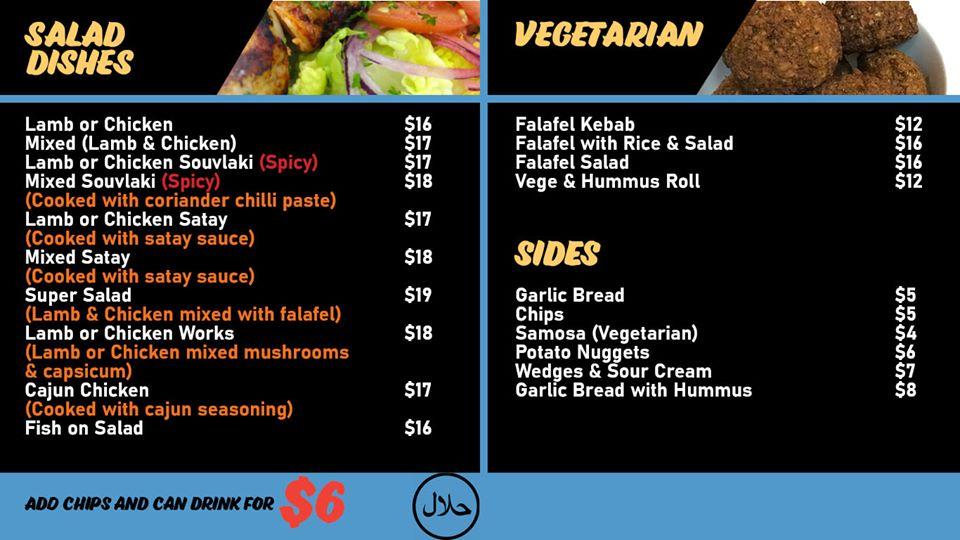 Menu at Eden Kebab restaurant, Auckland, 2/891 Mount Eden Rd