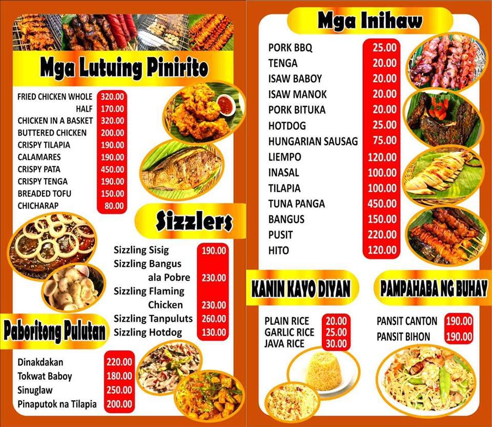 Menu at Ihawan sa Lilac restaurant, Marikina