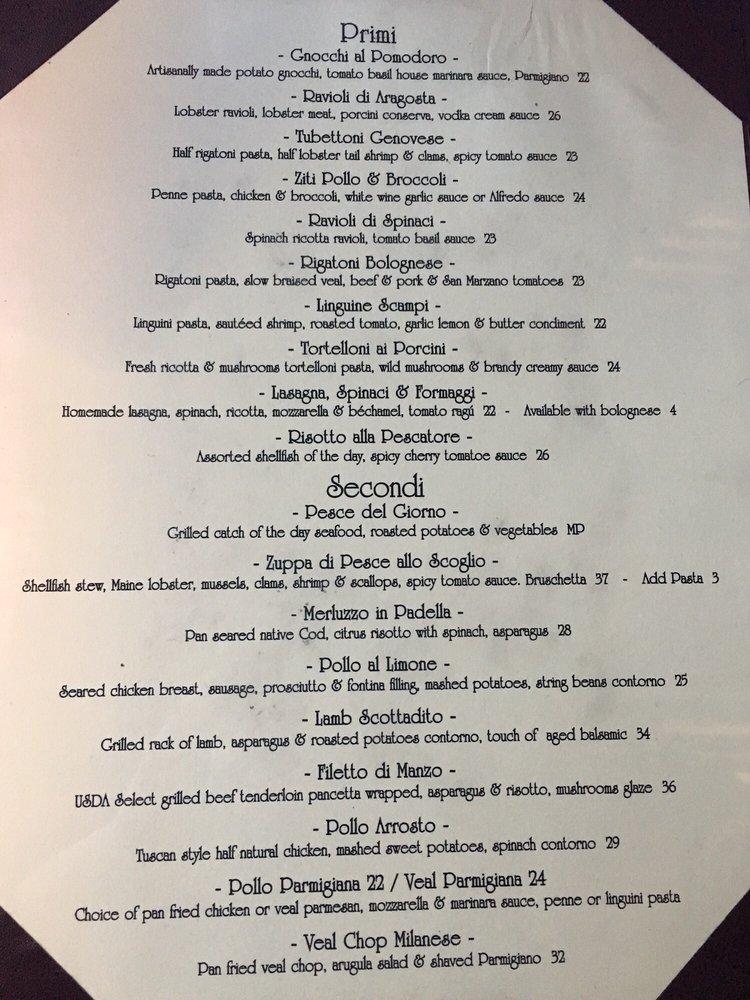 Menu at Florentine Cafe, Boston