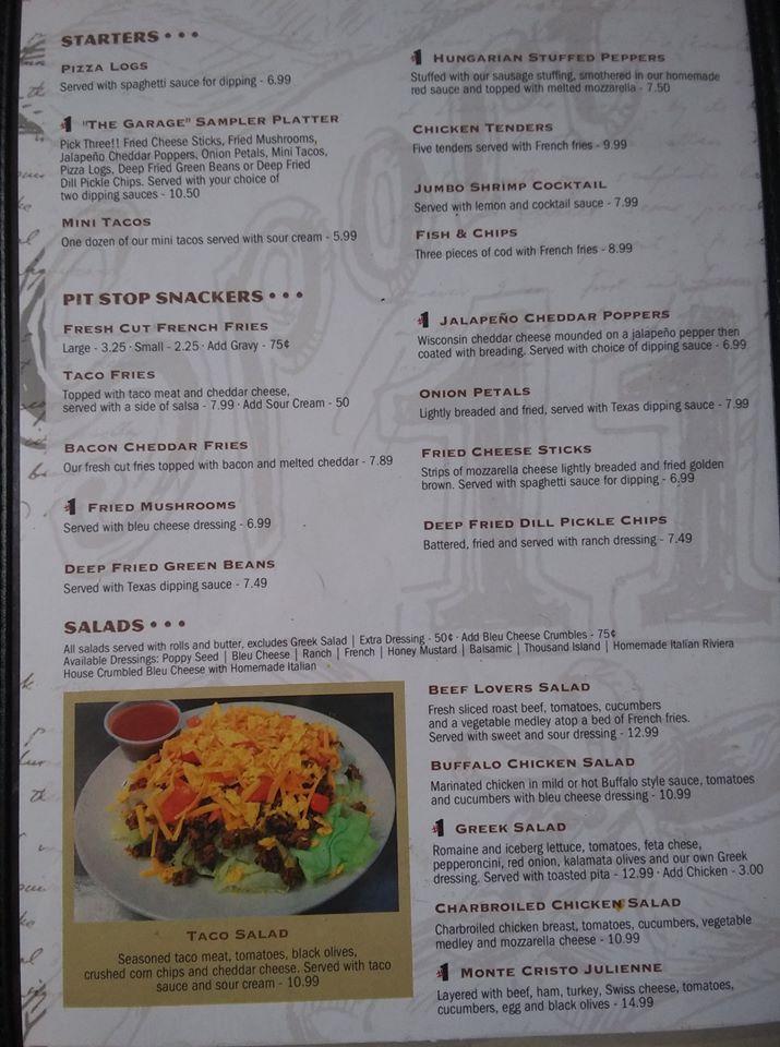 Menu at Pit Stop pub & bar, Olean